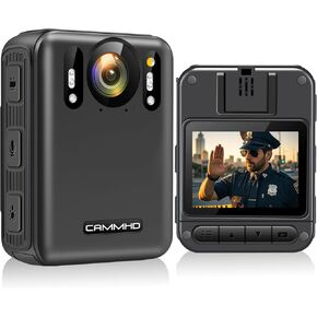 CAMMHD W8 4K Body Camera, Anti-Shake Body Cam Two Battery 4000mah Work 13-14H, H.265 Video Recorder, Night Vision Body Camera with Audio and Video Recording Wearable（128GB）