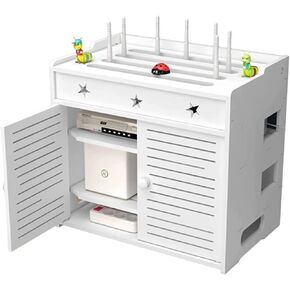 WiFi Router Hider Organizer Box Wireless WiFi Router Shelf WiFi Router Multi Function Storage Box/White/40 * 26 * 37Cm