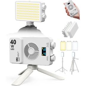 40W Portable LED Video Light, 4000mAh Camera Light, 3000-7000K, CRI/TLCI≥95, 215g LED DSLR Photography Lighting for YouTube/TikTok/Vlogging