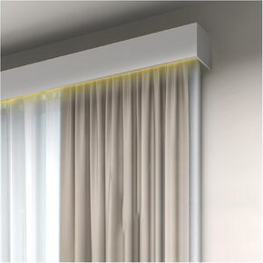 Wall-mounted Curtain Double Track Can Be Side Mounted Or Top Mounted, Bedroom Curtain Box With Double Track, Decorative Aluminum Curtain Track And Valance(6.8ft)