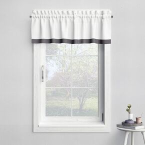 Bacati - Mix N Match White with Band Window Valance (Navy)