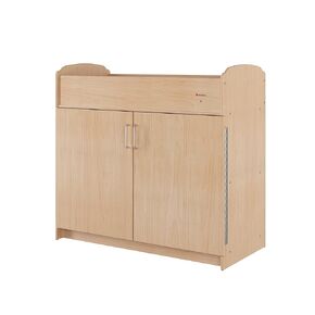 Foundations Serenity Daycare Changing Table with Storage Cubbies, Durable Wood Construction, Built-in Shelving for Ample Storage, Adjustable Safety Strap, Includes 1" Foam Mattress Pad (Natural)