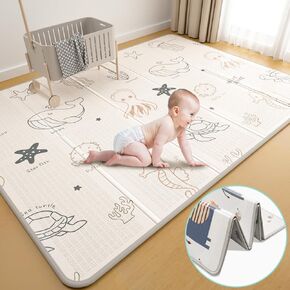 حصيرة لعب الأطفال القابلة للطي ، تصميم مزدوج على الوجهين ، 79 × 59 بوصة ، مقاومة للماء ، غير قابلة للانزلاق ، 0.4 بوصة ، حيوانات البحر وأنماط الفيل