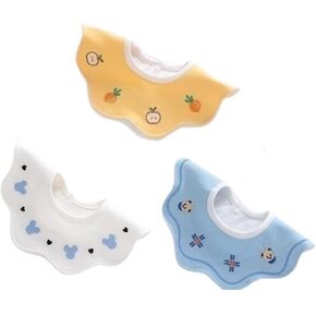 Newborn Pure Cotton Fabric Waterproof Breathable Petal Bib with Snap Closure - Baby Infant Drool Cloth and Feeding Accessories