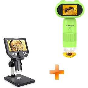 TOMLOV P30 Microscope for Kids, Portable 1000X Slides Digital Microscope with 2" Screen, HD 16MP Camera & 1080P Video+DM4 Lite New