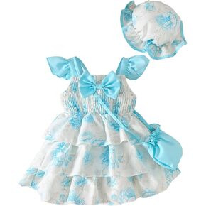 Willow Dance Baby Girl Dress Clothes Sleeveless Ruffle Toddler Dresses Flower Sundress with Cute Bag Infant Outfits