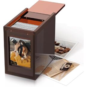 4.2''x3.5'' Acrylic Frame for Polaroid i-Type/600/SX-70/Instax Square Film, Photo Storage Box with Sliding Lid, White Wedding Guest Book