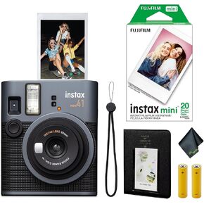 FujiFilm Instax Mini 41 Instant Film Camera Bundle with Fuji Instax-Instant-mini Film Value Pack (20 Sheets) + Photo Album – 64 Pockets + Microfiber Cleaning Cloth