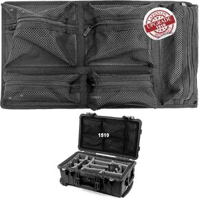 UPGRADED Lid Organizer for The Pelican 1510 Case, 5 Mesh Pockets for Storage, Comes with Screws, Fits 20.12 x 11.18 Inches Internal Cases Size or Bigger Hard Case Camera Cases Diving Dry Box