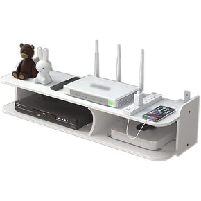 Route Storage Box Wire Box Organizer Wireless Router Storage Shelf Wall Mount Router Storage Box/White/50 * 20 * 13Cm