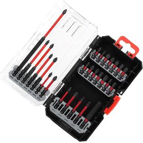 26pcs بتات الصدمة مجموعة S2 S2 Steel Screwdriver مجموعة مع حالة تخزين - بتات الحفر لمفكات الطاقة والتدريبات الكهربائية