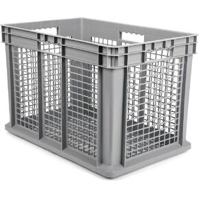 Hudson Exchange 24 x 16 x 16" Mesh Straight Wall Handled Storage Container Tote, Gray