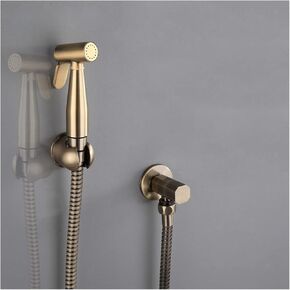 HandheldSprayer for Toilet Brushed Brass Portable Baby Cloth Diaper Sprayer Hand Held ToiletSprayer Head withHose and Bracket for Feminine Wash, Easy to Install,A(B)
