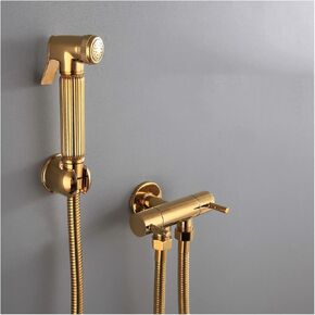 Sprayer Brass HandheldSprayer for Toilet Gold Portable Baby Cloth Diaper SprayerAttachment withHose for Feminine Wash, Adjustable Water Pressure Control