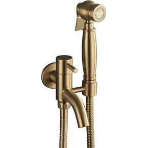 HandheldSprayer for Toilet Brass Portable Baby Cloth Diaper Sprayer Brushed GoldFaucet withHose, for Feminine Wash, Pet Washing, Easy to Install,B(A)