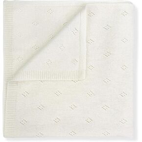Jet&Bo BABY 100% Cashmere Baby Blanket Pointelle Design in Cream - Unisex, 32" x 40" - Ultra Soft, Hypoallergenic & Temperature Regulating – Gift Box and Card Included
