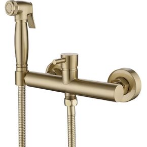 Sprayer Brass HandheldSprayer for Toilet Portable Baby Cloth Diaper Sprayer for Hot and Cold Water Brushed Gold PortableFaucet withHose for Feminine Wash