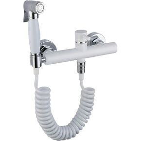 Brass HandheldSprayer for Toilet White ​Baby Cloth Diaper Sprayer for Hot and Cold Water PortableFaucet withHose for Feminine Wash, Pet Washing, Easy to Install
