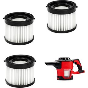 （3-Pack）49-90-0160 Cartridge HEPA Filter Compatible with Milwaukee 49-90-1951 0882-20 M18 Vacuum Cleaner