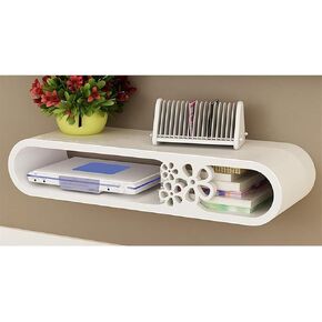 Wall-Mounted Router Storage BoPB9rrg Decorative Shelf Living Room Bedroom Creative Partition Wall TV Wall Set-top BoPB9rrg (Color : White+Powder) (White)