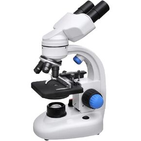 Binocular Compound Microscope, Professional HD Lab Microscope with WF 10X Eyepiece, Dual LED Illumination, Metal Body