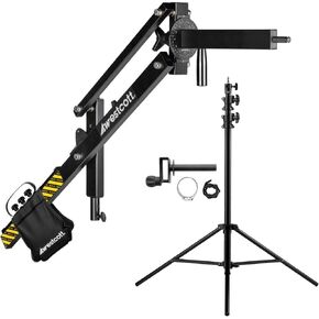 Westcott Easy Boom Arm for Consistent Light Positioning and 360-Degree Rotation (Black) Bundle with Air Cushioned Heavy-Duty Light Stand (8 Feet) (2 Items)