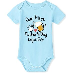 TMSD Unisex Baby 1st Father's Day Short Sleeve Cotton Rompers Onesie Bodysuit 0-12 Months
