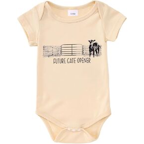 SOFEON Future Gate Opener Baby Onesie Newborn Farm Cow Bodysuit Romper Infant Boy Girl Cute Country One-Piece Clothes 0-18M