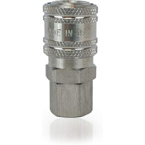 High Performance Air Hose Fittings, Stainless Steel Quick Coupler, Industrial Interchange, I/M Type (1/4" Coupler x 1/4" Female Thread NPT)