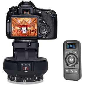 2.4G Electronic Camera Tripod Head, Motorized Panoramic Tripod Head + 360° Rotation + Tilt ±35° + Remote Control, Works with Mobile Phone, DSLR Camera