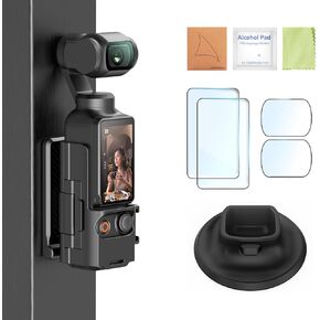 4-in-1 Accessories Kit for DJI Osmo Pocket 3 Creator Combo, Including 2 Packs of Tempered Glass Film Screen Protector Cover, Magnetic Mount and Silicone Desktop Mount Bundle Kit