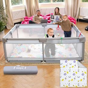 Playpen Baby ، Playpen for Babies & Toddlers 47x47 Small Sturdy & Safety Play Pen مع سياج مركز أنشطة مضادة للانزلاق لسيارة اللعب الداخلية والخارجية مع الباب السوستس