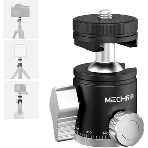 Mini Ball Head Panoramic Tripod Head, Aluminum Tripod Ball Head Camera Mount Adapter for DSLR Action Camera/Smartphone/LED Light/Mic/Tripod/Monopod/Light Stand/Cage, Max Load 8.8lb (934002)