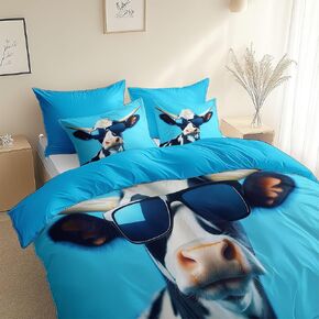 Blue Duvet Cover 2 Pieces Toddler, Cartoon Style Cloud Comforter Cover, Brushed Microfiber Bedding Set 40 X 60 Inches, Soft Breathable Comfy Bedding with 1 Pillowcases, Zipper Closure