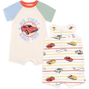 Hot Wheels Baby 2 Pack Rompers Newborn to Infant Sizes (Newborn - 24 Months)