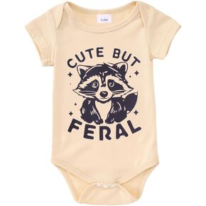 Ritatte Newborn Infant Girl Boy Onesie Cute But Feral Raccoon Bodysuit Romper Funny Unisex Baby Gift Clothes 0-18 Months