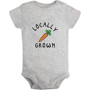 iDzn Babies Unisex Locally Grown Funny Rompers Newborn Bodysuits Infant Jumpsuits 0-24 Months Kids Cotton Graphic Outfits