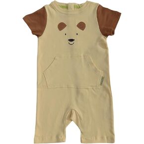 Terrible 2's One-Piece Toddler Bear Romper with a Back Zipper in Yellow/Brown