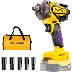 مفتاح التأثير اللاسلكي لبطارية Dewalt 20V ، وجع تأثير الطاقة 1/2 بوصة ، ومدافع التأثير الكهربائي بدون فرش 665 قدمًا (900 ن.