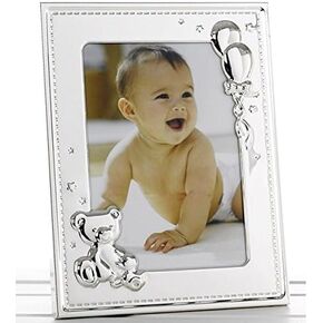 New Baby Silver Photo Frame with Teddy and Balloons for 5" x 7" Photo - 51357