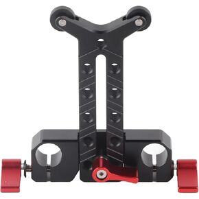 15mm Rod Compatible Aluminum Alloy Long Lens Support Bracket with Height Adjustment and Zoom Wheel for Camera Rails