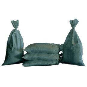 Empty Woven Polypropylene Sandbags with BUILT-IN TIES, UV Protection; Size: 14" x 26", Qty of 100 (Green)