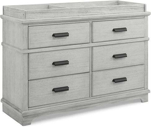 Delta Children Simmons Kids Asher 6 Drawer Dresser with Changing Top, Fully Assembled Rustic, Greenguard Gold Certified, Rustic Grey in Saudi Arabia