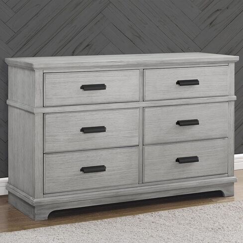 Delta Children Simmons Kids Asher 6 Drawer Dresser with Changing Top, Fully Assembled Rustic, Greenguard Gold Certified, Rustic Grey in Saudi Arabia