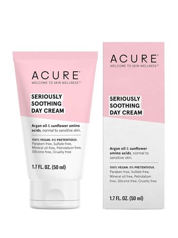 Acure Seriously Soothing Day Cream - Daily Hydrating Facial Cream - Moisturizer for Dry to Sensitive Skin from Argan Oil & Sunflower Amino Acids with Chamomile - Vegan, Unscented - 1.7 Fl Oz in Kuwait