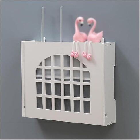 Router Storage Box，WiFi Router Storage Box, White Decorative Floating Shelf,Plug Board Storage Shelf, Cable Box, for Bedroom, Living Room(E,47x10x38cm) in Saudi Arabia