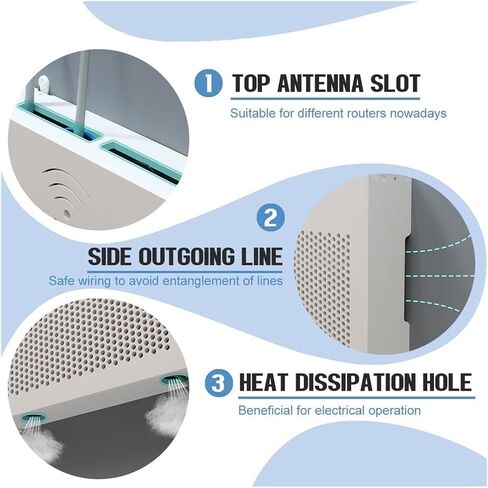 Router Storage Box，WiFi Router Storage Box, White Decorative Floating Shelf,Plug Board Storage Shelf, Cable Box, for Bedroom, Living Room(E,47x10x38cm) in Saudi Arabia