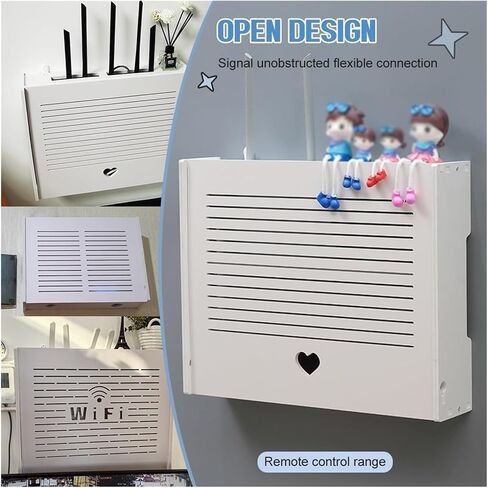 Router Storage Box，WiFi Router Storage Box, White Decorative Floating Shelf,Plug Board Storage Shelf, Cable Box, for Bedroom, Living Room(E,47x10x38cm) in Saudi Arabia