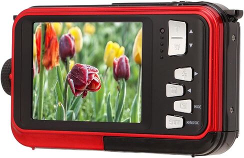 Full HD 2.7K 48MP Dual Screens Underwater Digital Camera, 16X Digital Zoom Front Rear Double Screens, for Underwater, for Travel (Blue) in Saudi Arabia