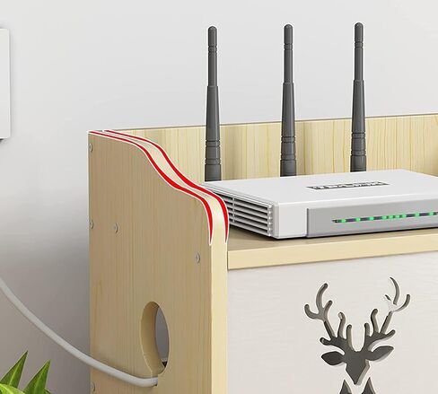 Wall Mounting Wireless WiFi Router Boxes, WiFi Router Organize Box Router Storage Shelf, Set-top Box Shelf, Creative White Decorative Floating Shelf, Power Cord Plug Storage Box(Wood Color) in Saudi Arabia